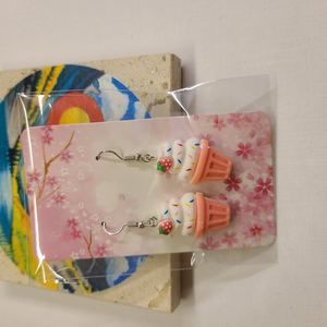 STRAWBERRY ICE CREAM CONE EARRINGS